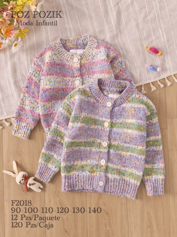 Cárdigan infantil de punto a rayas-F2018