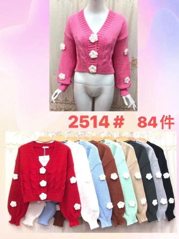 Cárdigan de punto con flores-JY2514