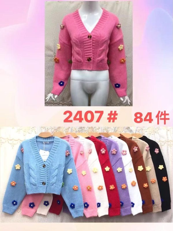 Cárdigan tejido con flores-JY2407