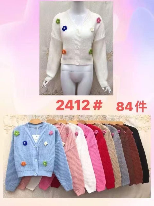 Cárdigan tejido con flores-JY2412