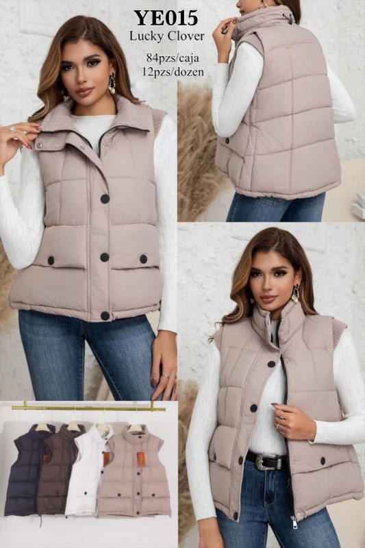 Chaleco acolchado con botones-YE015