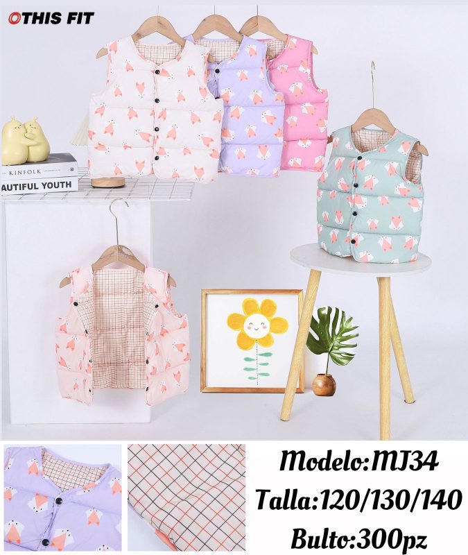 Chaleco acolchado con estampado de zorros-MJ34