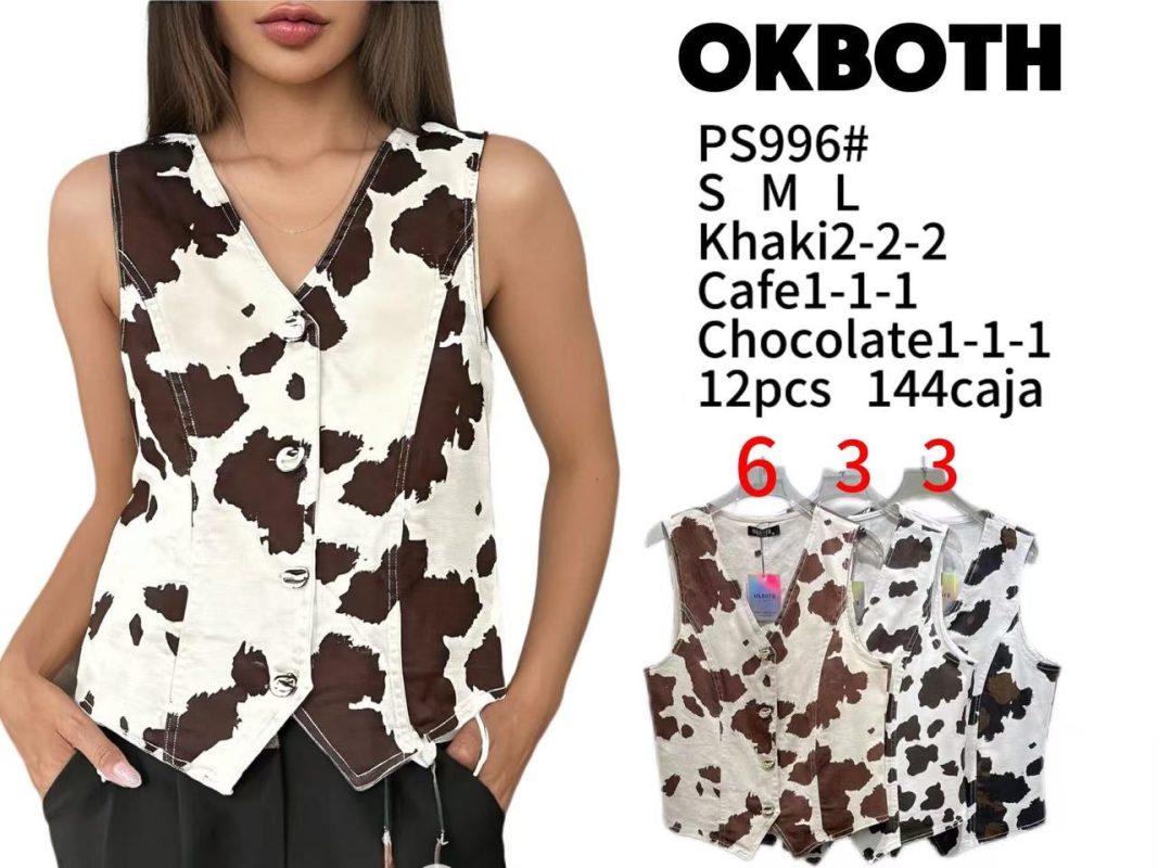 Chaleco con estampado de vaca-PS996