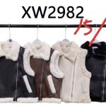 Chaleco de piel sintética con forro de borrego-XW2982 - 1