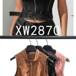 Chaleco de cuero con cinturón-XW2870 - 3