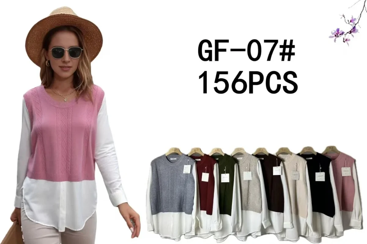 Chaleco de punto con camisa blanca-GF07