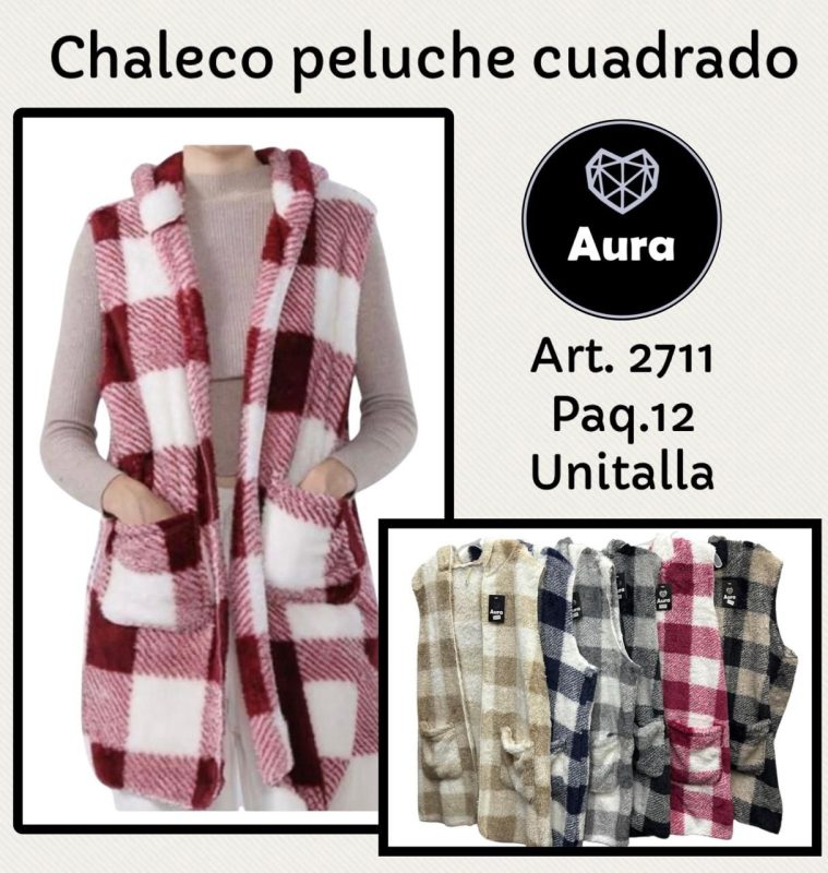 Chaleco peluche cuadrado Aura-2711