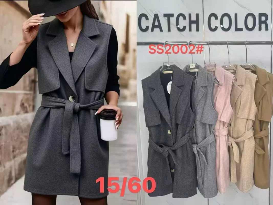 Chaleco tipo abrigo con cinturón-SS2002