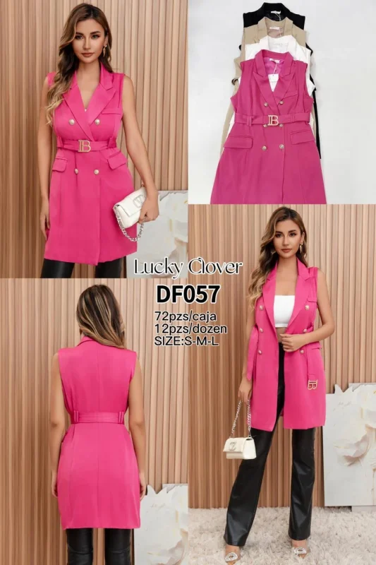Chaleco tipo blazer rosa-DF057