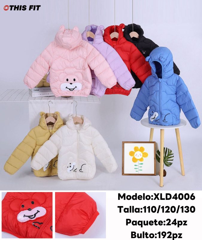 Chamarra Acolchada Infantil con Orejas-XLD4006