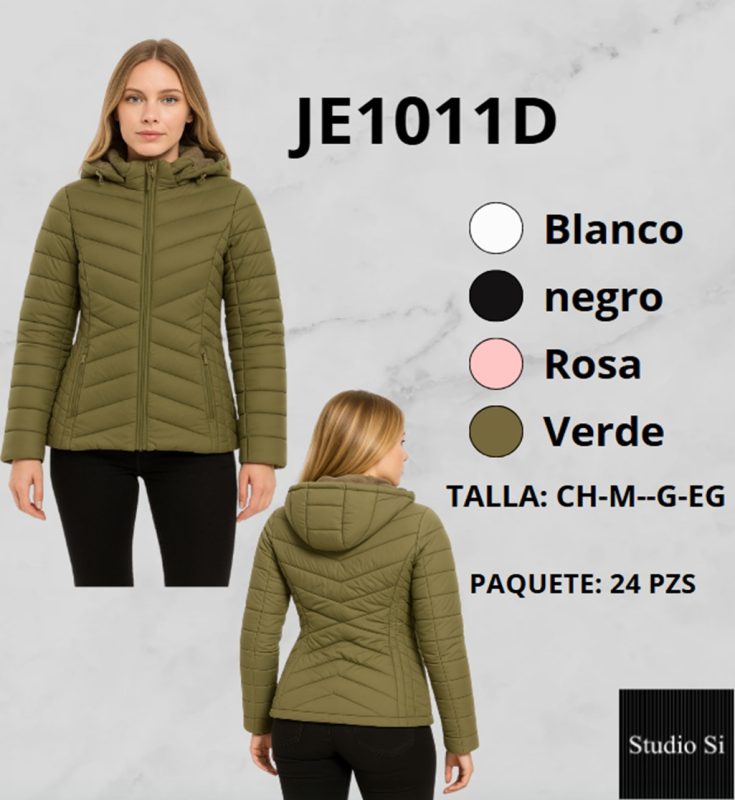 Chamarra acolchada para mujer con capucha-JE1011D