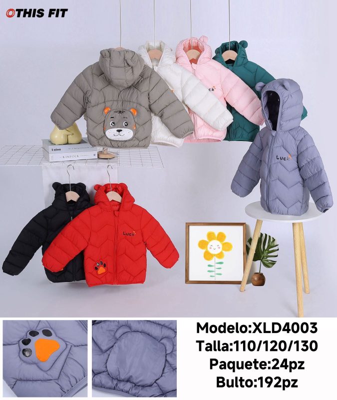 Chamarra acolchada para niños con diseño de animales-XLD4003