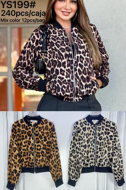 Chamarra bomber con estampado de leopardo-YS199