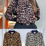 Chamarra bomber con estampado de leopardo-YS199 - 3