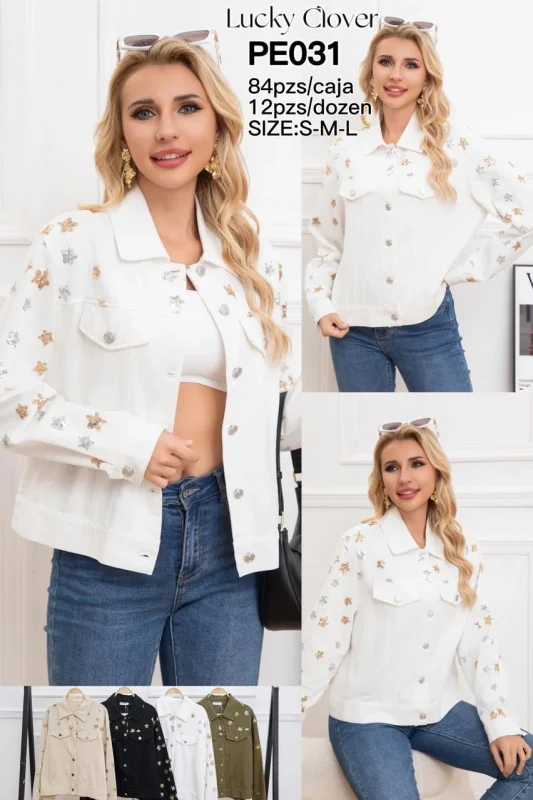 Chamarra con bordado de estrellas-PE031