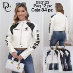 Chamarra Crop Estilo Motociclista para Mujer-DS3123 - 1