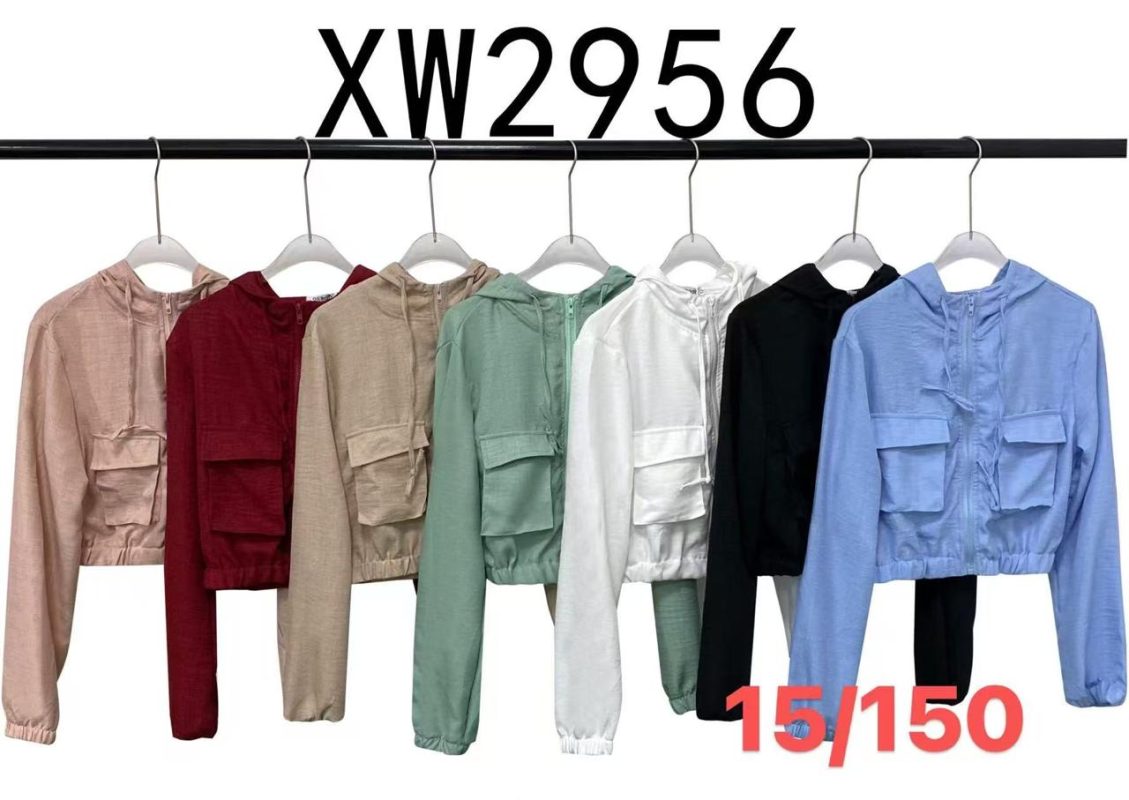 Chamarra cropped con capucha y bolsillos-XW2956