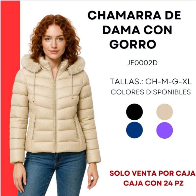 Chamarra de dama con gorro-JE0002D