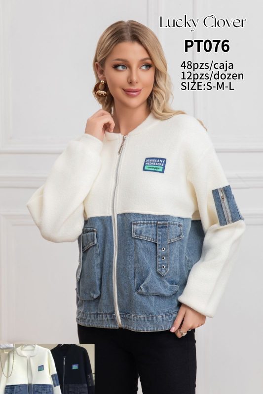 Chamarra de mezclilla y felpa-PT076