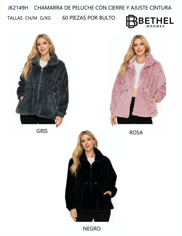 Chamarra de peluche con cierre-JK2149H