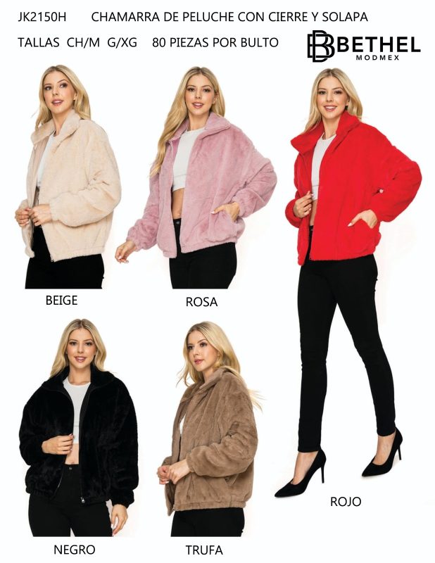 Chamarra de peluche con cierre-JK2150H