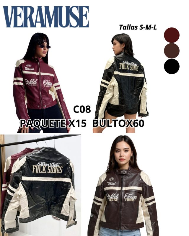 Chamarra estilo motociclista-C08