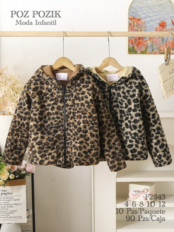 Chamarra infantil con estampado de leopardo-F2643