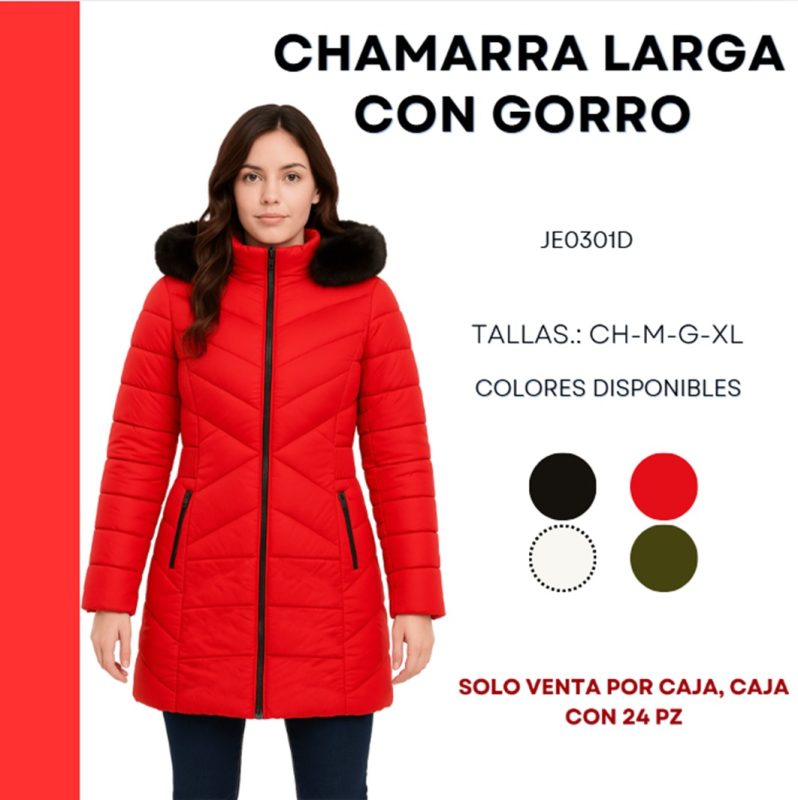 Chamarra larga con gorro-JE0301D