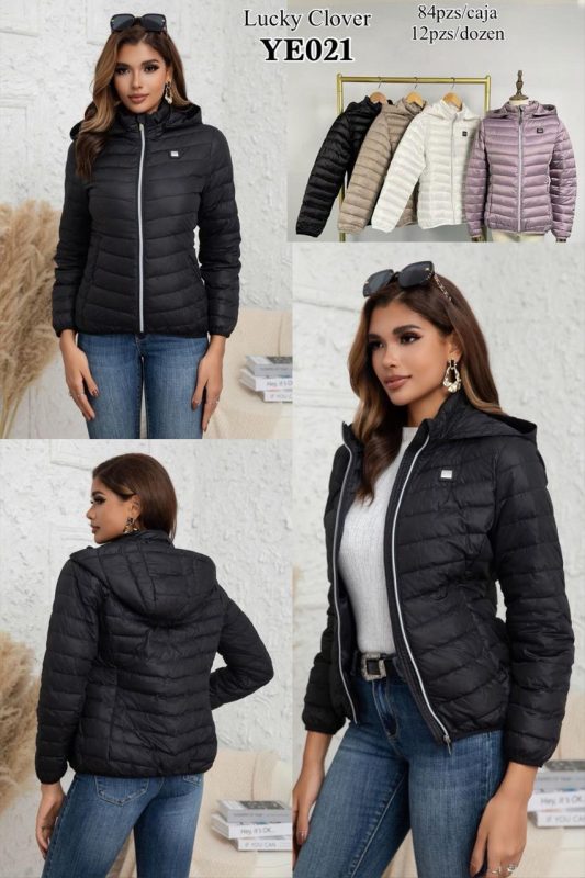 Chamarra ligera acolchada con capucha Lucky Clover-YE021