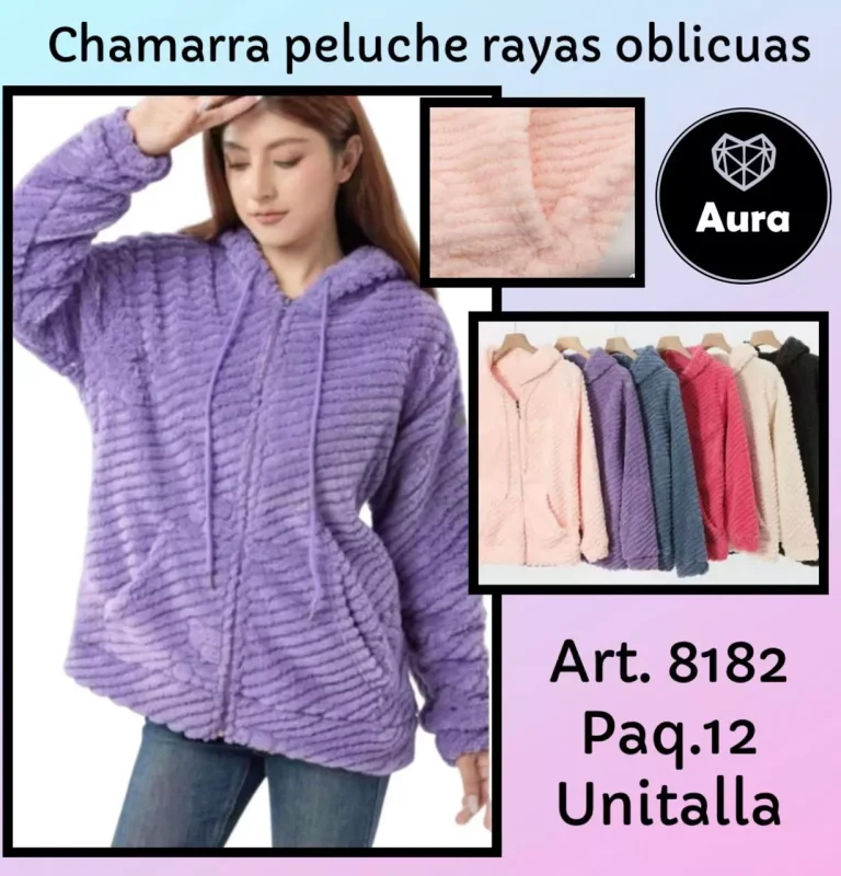 Chamarra peluche rayas oblicuas-8182