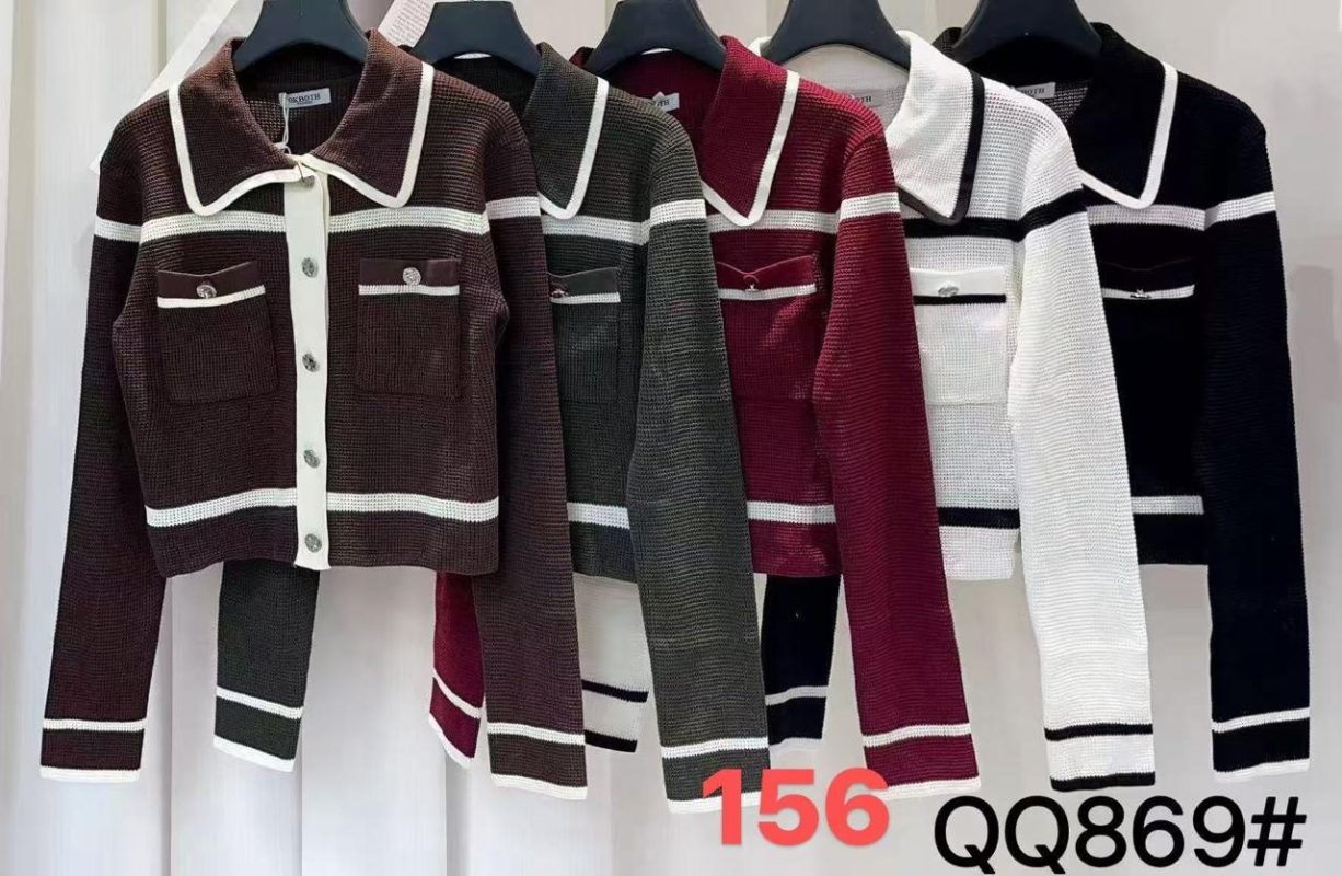 Chaqueta de punto con cuello Peter Pan-QQ869