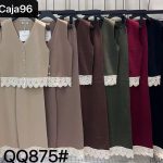 Conjunto Chaleco con falda y encaje-QQ875 - 3