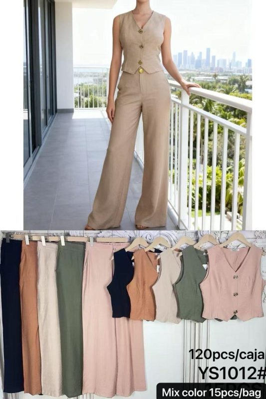Conjunto de chaleco y pantalón de vestir para mujer-YS1012