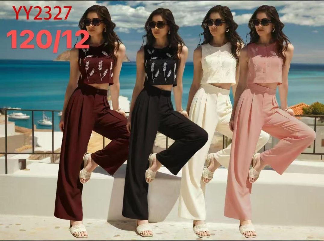 Conjunto crop top y pantalón palazzo-YY2327