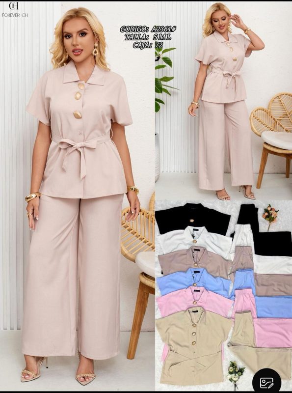 Conjunto de blusa y pantalón-A2361