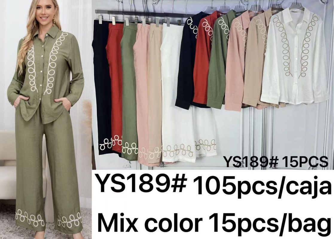 Conjunto de camisa y pantalón bordado-YS189