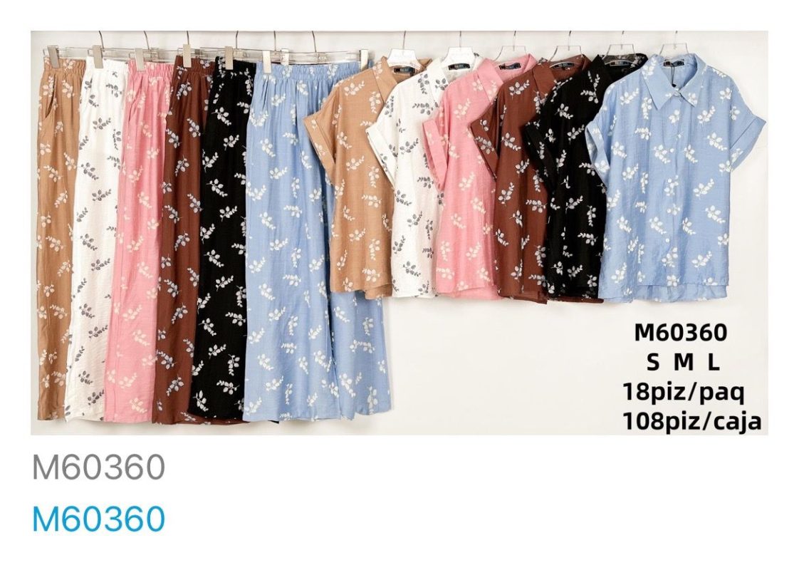 Conjunto de camisa y pantalón estampado-M60360