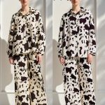Conjunto de pijama con estampado de vaca para mujer-YS1006 - 3