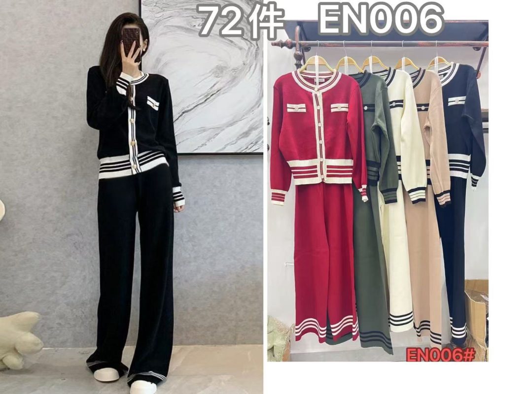 Conjunto tejido de suéter y pantalones-EN006