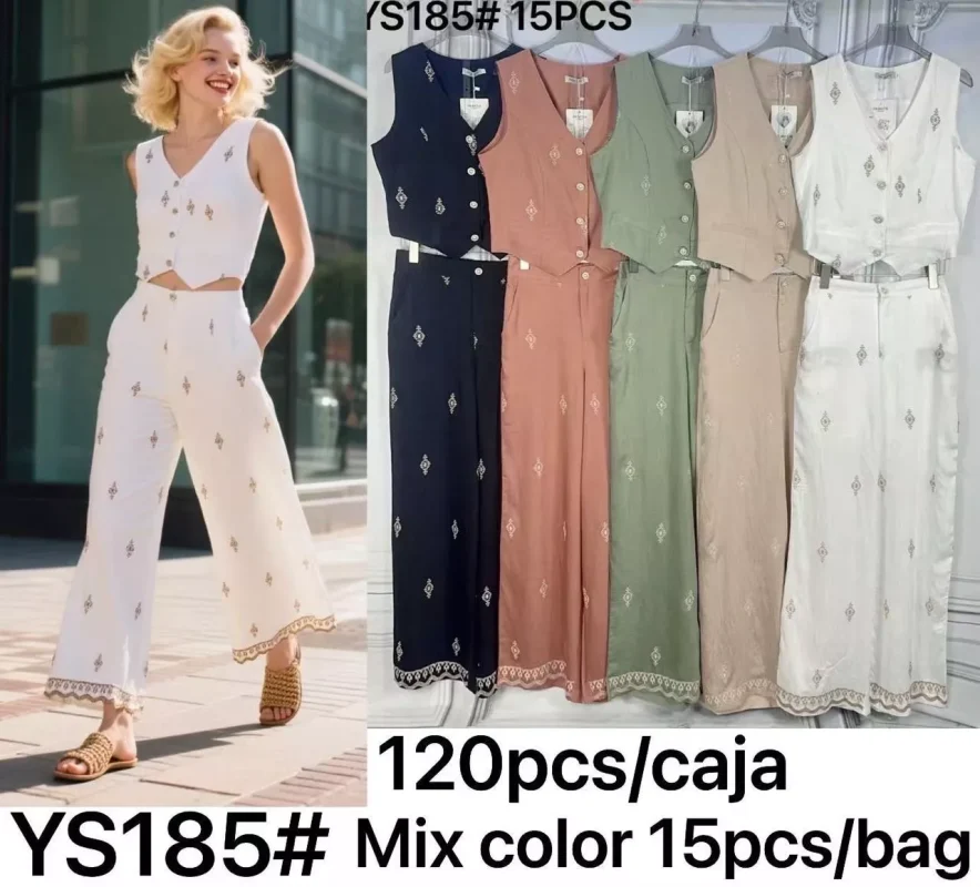 Conjunto de Top y Pantalón con Bordados-YS185