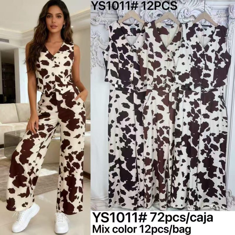 Conjunto de chaleco y pantalón con estampado-YS1011