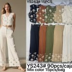 Conjunto de chaleco y pantalón bordado para mujer-YS243 - 5