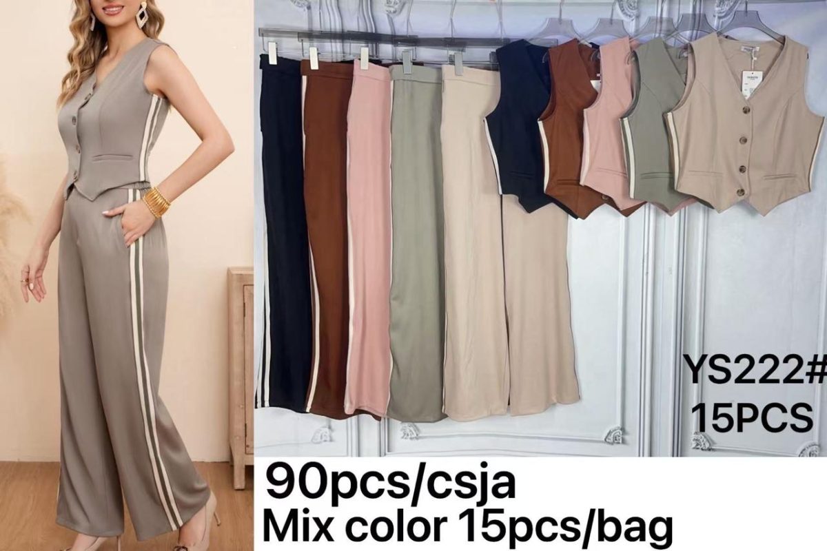 Conjunto de chaleco y pantalón con franja lateral-YS222
