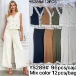 Conjunto de chaleco y pantalón de vestir con encaje-YS289 - 1