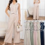 Conjunto de chaleco y pantalón palazzo para mujer-AS620 - 2