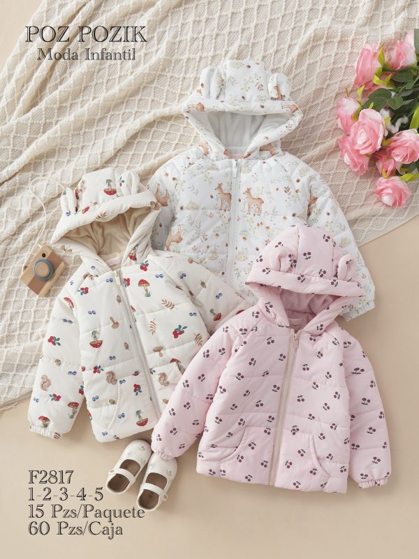 Conjunto de chamarras infantiles con gorro-F2817