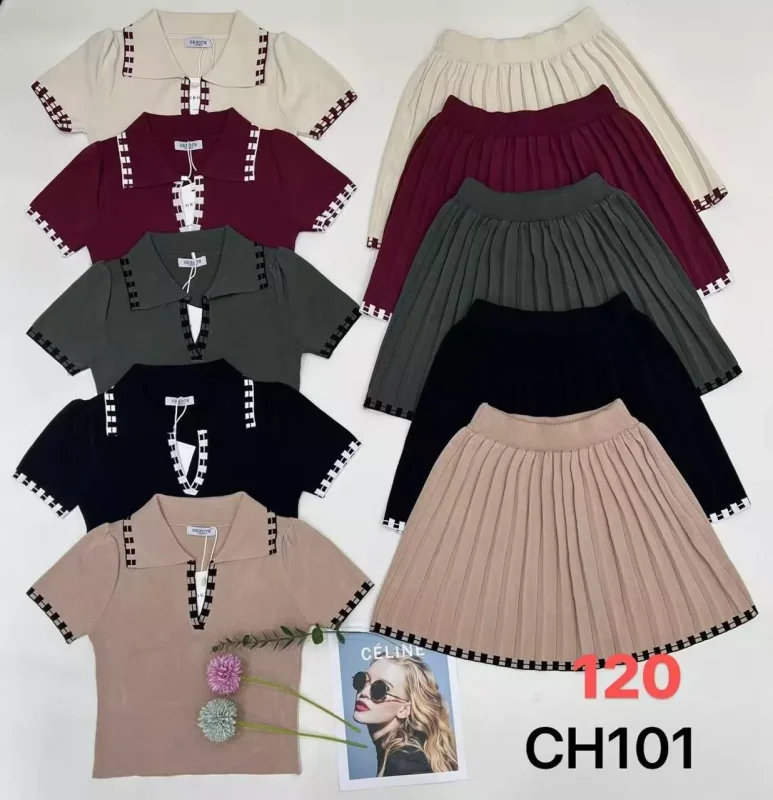 Conjunto falda y camisa combinada-CH101