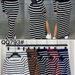 Conjunto de falda y blusa a rayas-QQ793 - 6