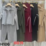 Conjunto de dos piezas con cuello tipo polo y abertura lateral-CH106 - 1