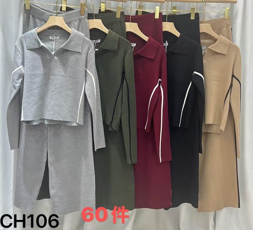 Conjunto de dos piezas con cuello tipo polo y abertura lateral-CH106